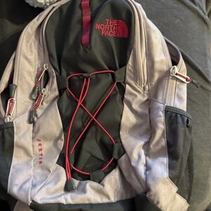 The North Face Jester Laptop Backpack Grey Pinkish Maroon Excellent Condition!